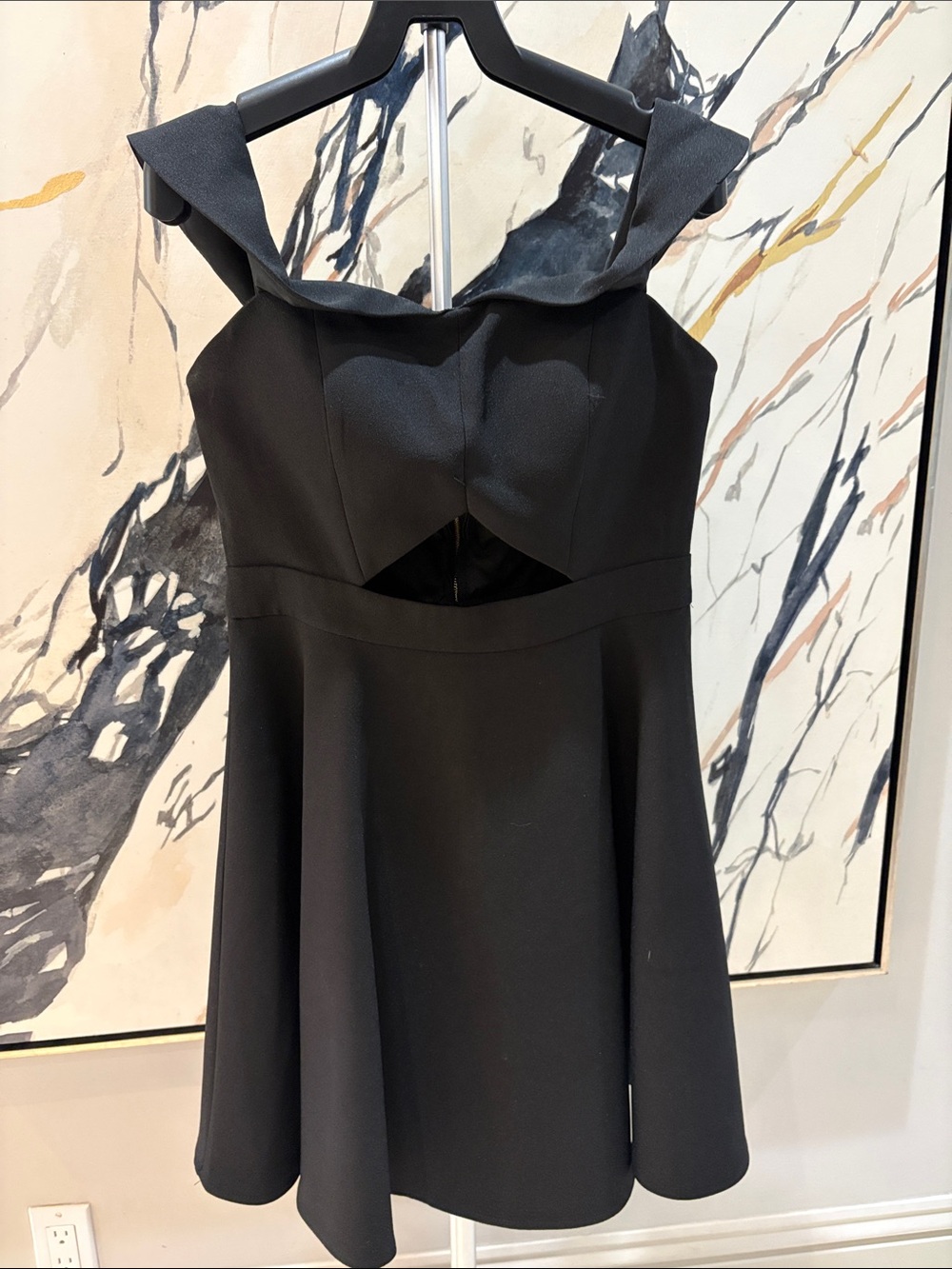 Renvy Black Cutout Fit-and-Flare Mini Dress